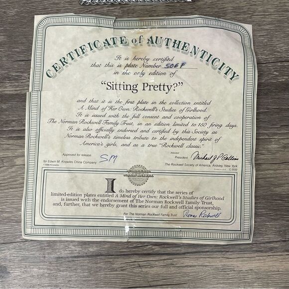 Sitting Pretty Limited Edition Norman Rockwell Plate 1986 Edwin M. Knowles China - Picture 4 of 6